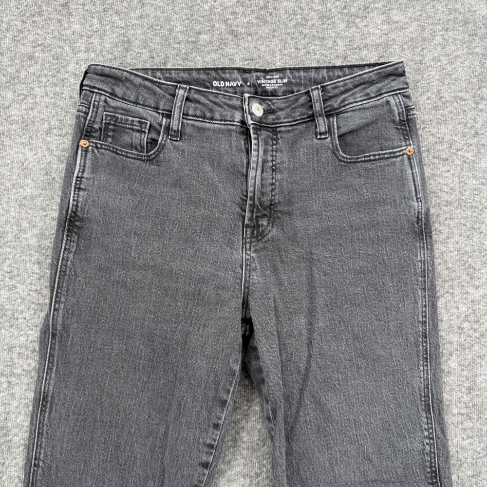 Old Navy Womens Vintage Slim High Rise Charcoal Grey Jeans Size 4 Cropped - Picture 2 of 12
